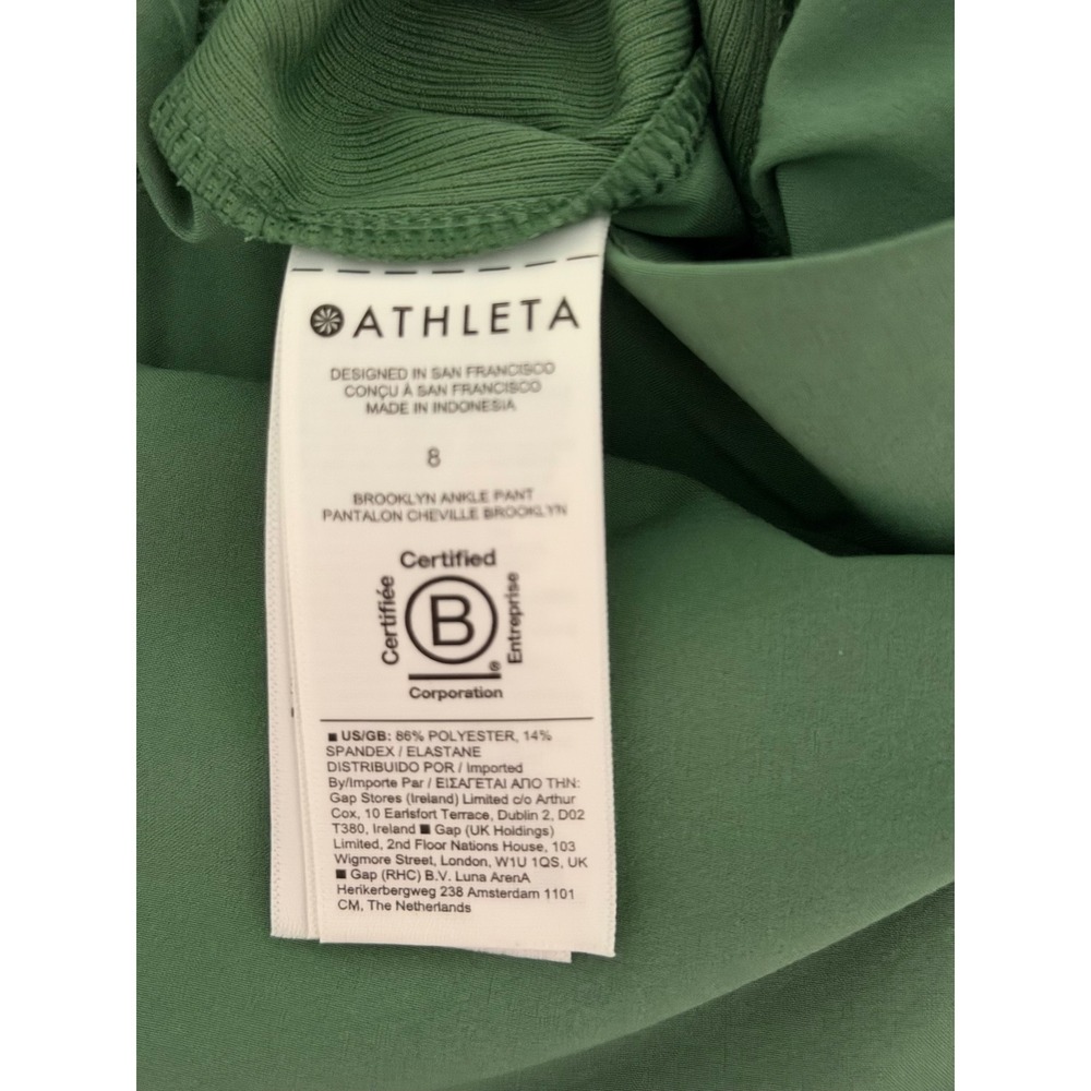 Athleta Brooklyn Ankle Pant Green Ribbed Waistband Tapered Travel Trousers  8 - Picture 7 of 11